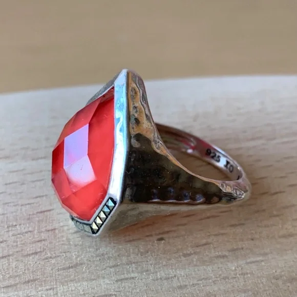 JUDITH JACK CORAL TRIPLET MARCASITE RING 925 STERLING SILVER STATEMENT OVERSIZED